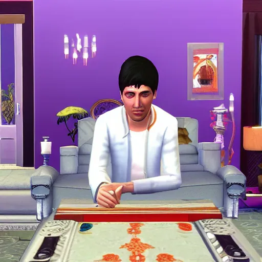 Prompt: Tony montana in the sims