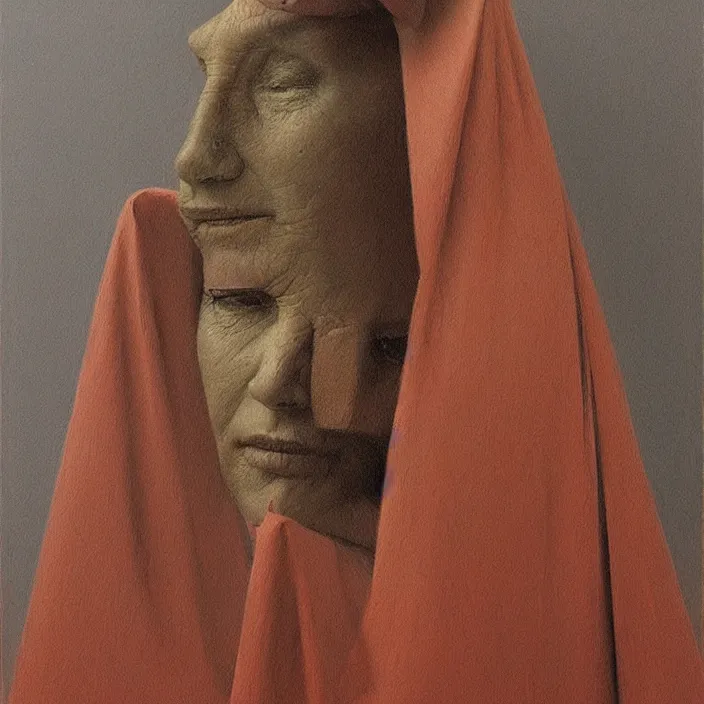 Image similar to woman portrait with a paper bag over the head, highly detailed, artstation, art by zdislav beksinski, wayne barlowe, edward hopper