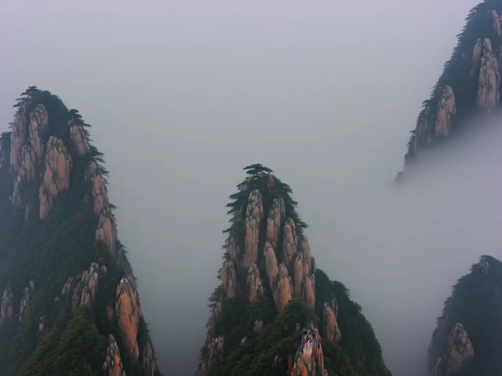 Image similar to chinese shanshui painting of huangshan on a foggy day by shenzhou 沈 周