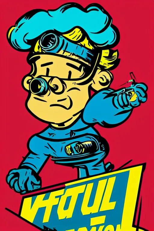 Image similar to fallout 7 6 retro futurist illustration art by butcher billy, sticker, colorful, illustration, highly detailed, simple, smooth and clean vector curves, no jagged lines, vector art, smooth andy warhol style