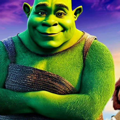 Prompt: ! dream poster for shrek 5, cinematic, highly detailed, clear focus, dramatic