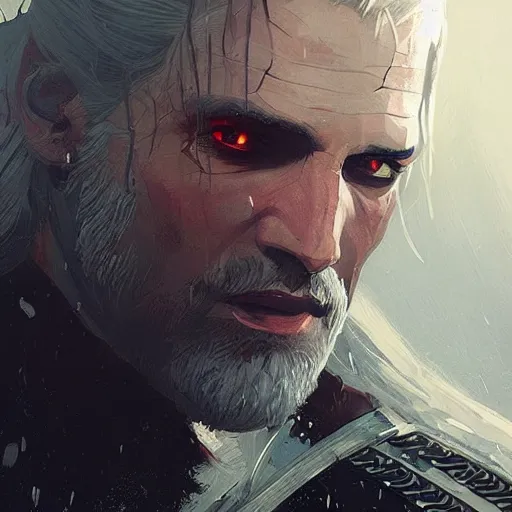 Image similar to witcher, paint by greg rutkowski