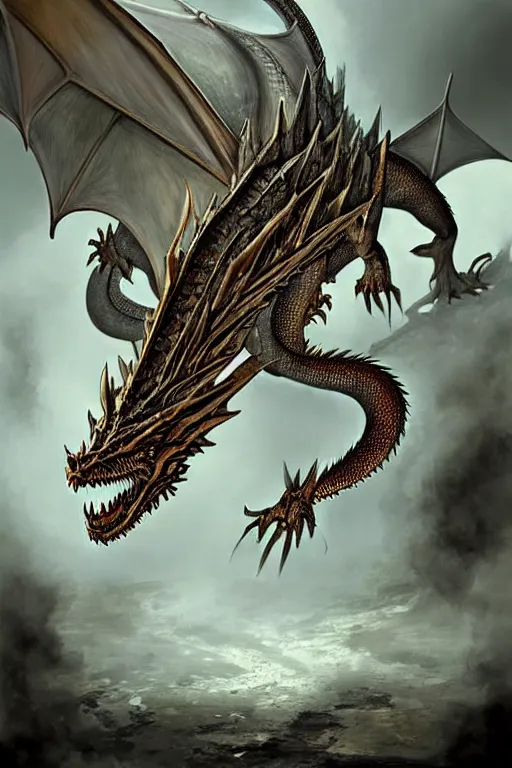 Image similar to hyper realistic dragon with steam punk tanks and tubes and breathing apparatus on its back, white background, full frame, art byjon foster