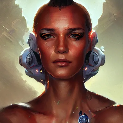 Image similar to hyperrealistic cyborg genie, portrait by greg rutkowski