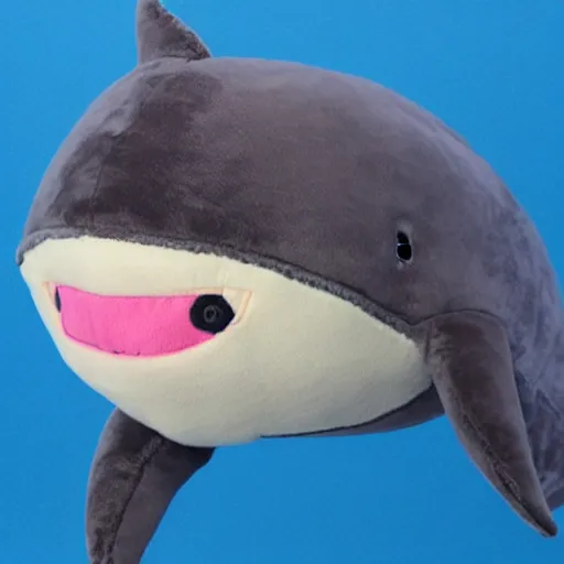 Image similar to a plush doll of a happy dolphin, 8 k