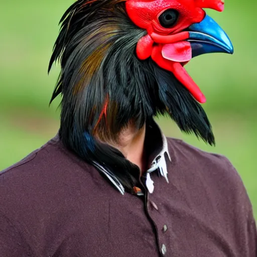 Image similar to human rooster hybrid rooster with human ears