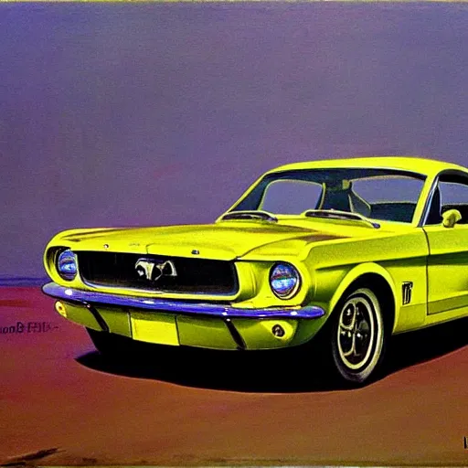 Prompt: Ford mustang by Edward hopper