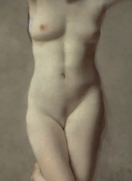 Image similar to out of focus!!!!!!!! closeup of a very pale woman's belly by jules joseph lefebvre and by nadav kander