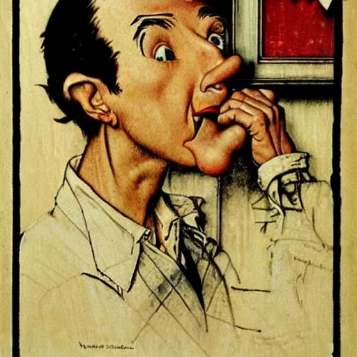 Image similar to pinocchio face with long nose piante di by norman rockwell