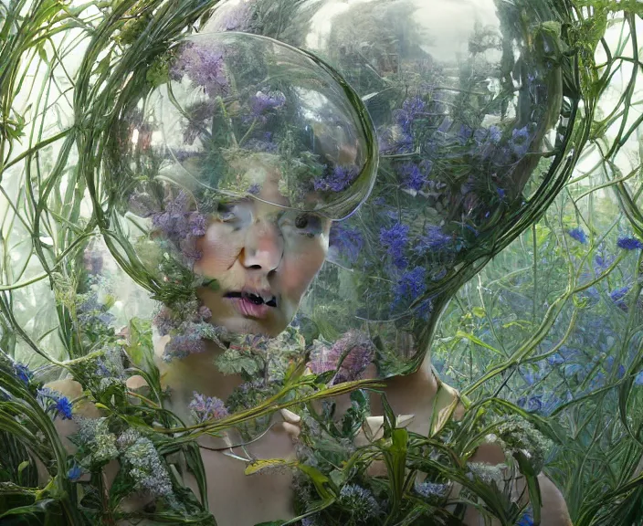 Prompt: transparent clear see - through image of twisting robots, lush botany, floral environment, ultra realistic, concept art, minimalism, photorealistic, octane render, 8 k, unreal engine. art by gustave dore and nori inoguchi and sam kaplan and zachary goulko and christopher marley and artgerm and alphonse mucha