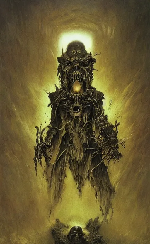 Image similar to warhammer 4 0 k occult necromancer by beksinski, high detail hyperrealistic