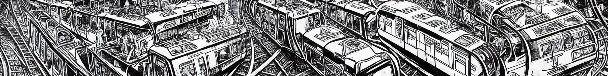 Image similar to full train graffiti retrofuturism escher motif