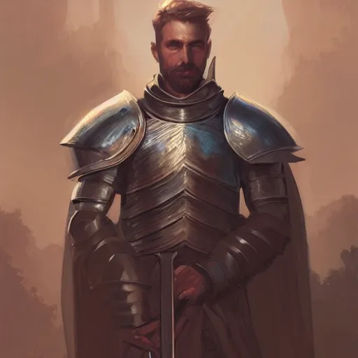 Image similar to A portrait of a male knight, Magic the Gathering art, art by greg rutkowski, matte painting, trending on artstation