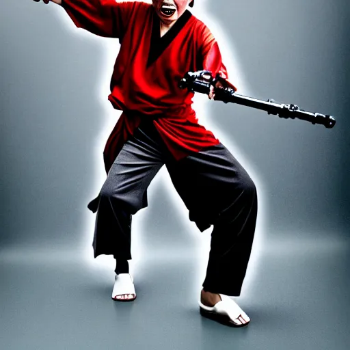 Prompt: crazy asian man in the style of star wars, film still