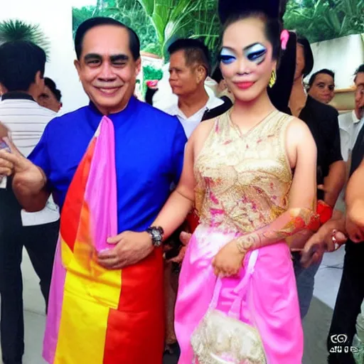 Image similar to Prayuth as a ladyboy in Thailand, high quality, photo