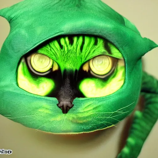 Image similar to a green alien cat from another world