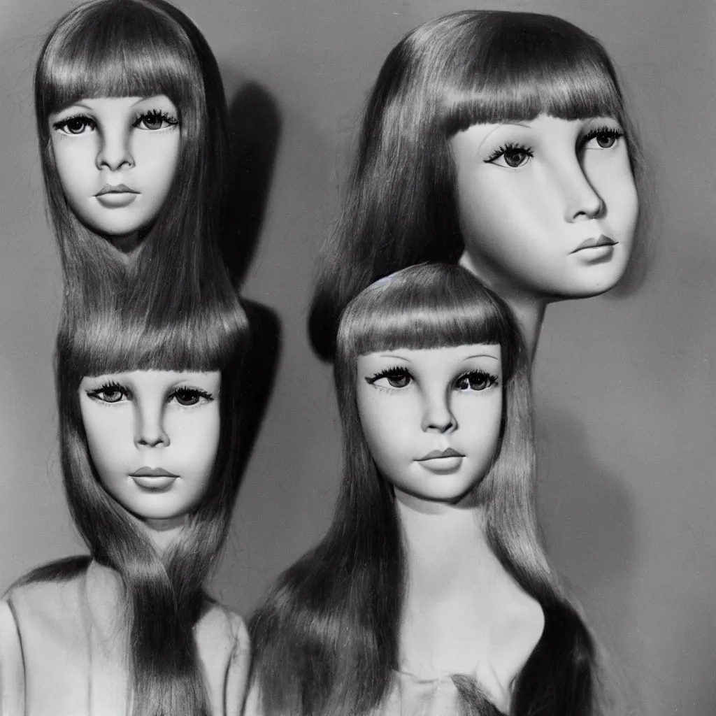 Image similar to 1 9 6 0 s mia farrow as an animatronic doll by margaret keane,