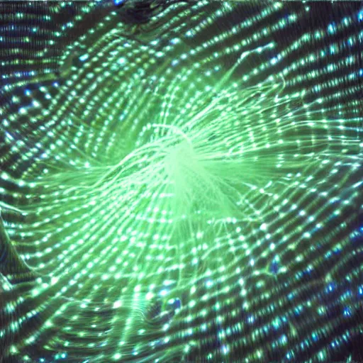 Image similar to “a neural network of fiber optics emitting dee blue light on a computer screen”