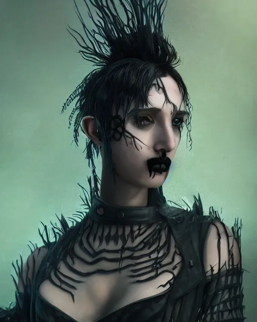 Image similar to An epic fantasy comic book style full body portrait painting of a very beautiful Industrial goth Trent Reznor, character design by Mark Ryden and Pixar and Hayao Miyazaki, unreal 5, DAZ, hyperrealistic, octane render, cosplay, RPG portrait, dynamic lighting, intricate detail, cinematic