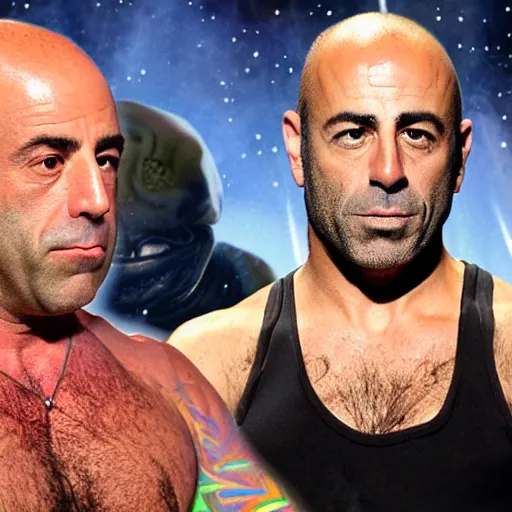 Image similar to joe rogan having a dmt trip with aliens