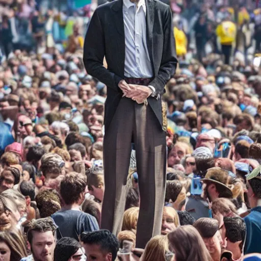 Image similar to a 7 foot tall man walking among the crowd