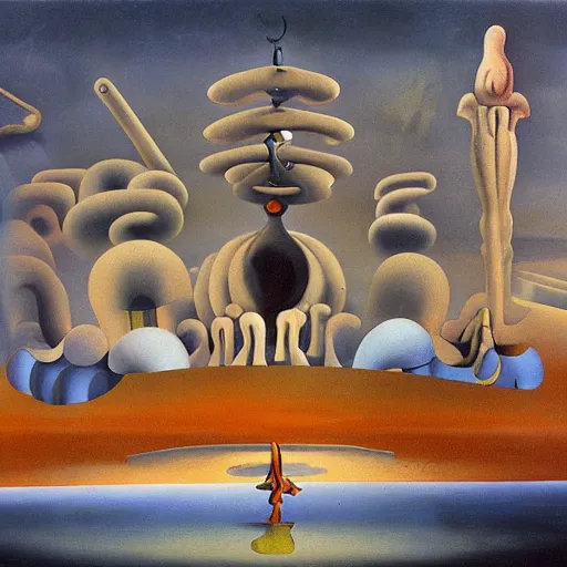 Image similar to Temple of the new gods. Dali. Yves Tanguy.