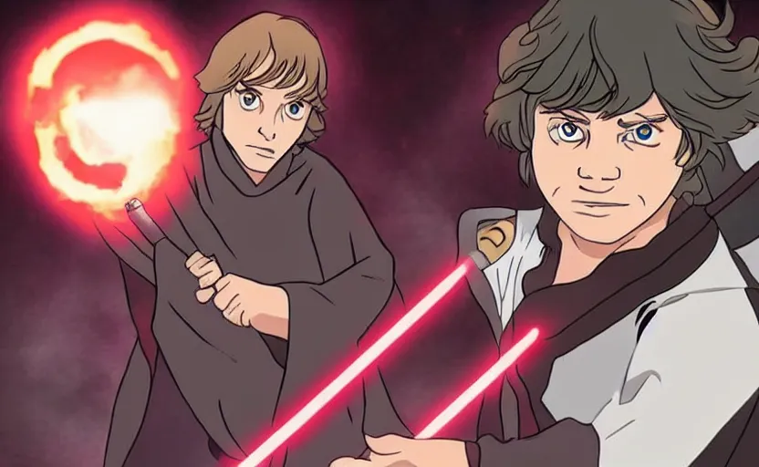 Image similar to luke skywalker in demon slayer style