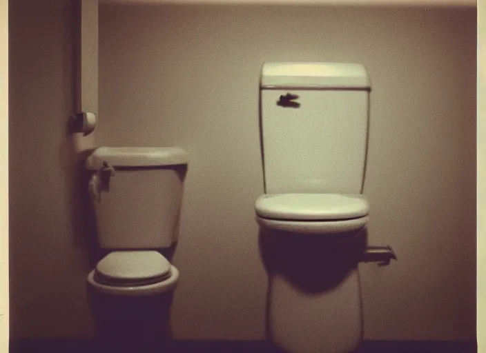 Image similar to high detail toilet kodak expired film underexposed film grain light leak accidental exposure