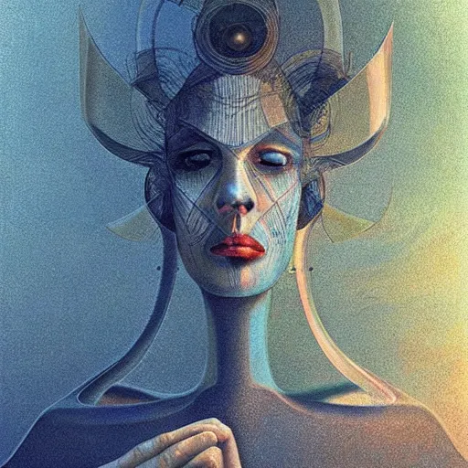 Prompt: everything is connected. digital artwork by vincent bons, michael whelan, remedios varo and gerardo dottori. grainy and rough. interesting pastel colour palette. beautiful light. oil and water colour based on high quality render.