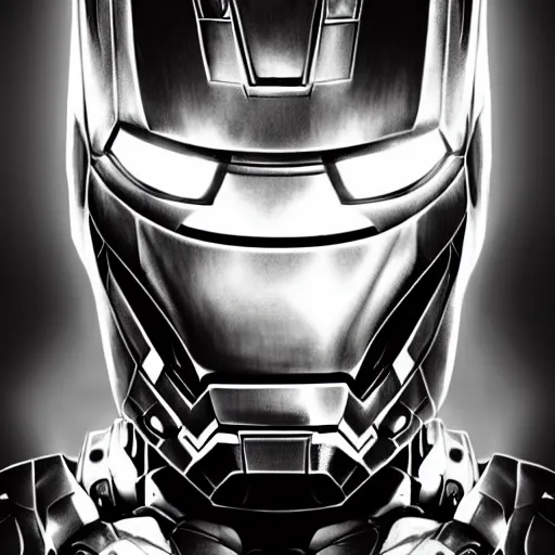 Prompt: iron man in black and white, furry art, furaffinity, extremely detailed, digital painting, artstation, concept art, smooth, sharp focus, illustration, incredible art