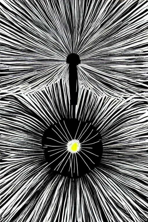 Image similar to nuclear mushroom cloud dandelion, symmetrical, highly detailed, digital art, sharp focus, trending on art station, glowing radioactive
