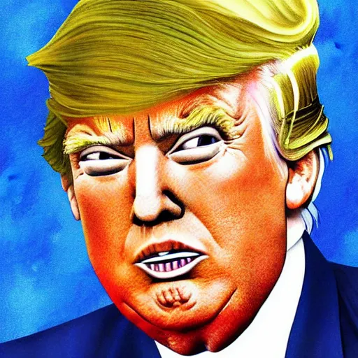 Image similar to donald trump painted in the style of aramaki, shinji