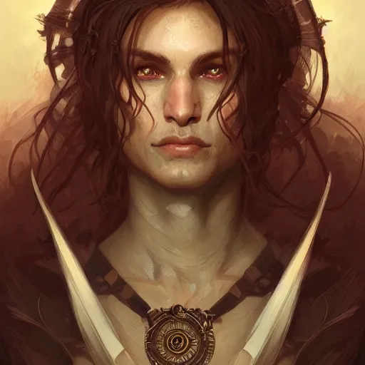 Image similar to portrait of a male necromancer, D&D, fantasy, intricate, elegant, highly detailed, digital painting, artstation, concept art, smooth, sharp focus, illustration, art by artgerm and greg rutkowski and alphonse mucha