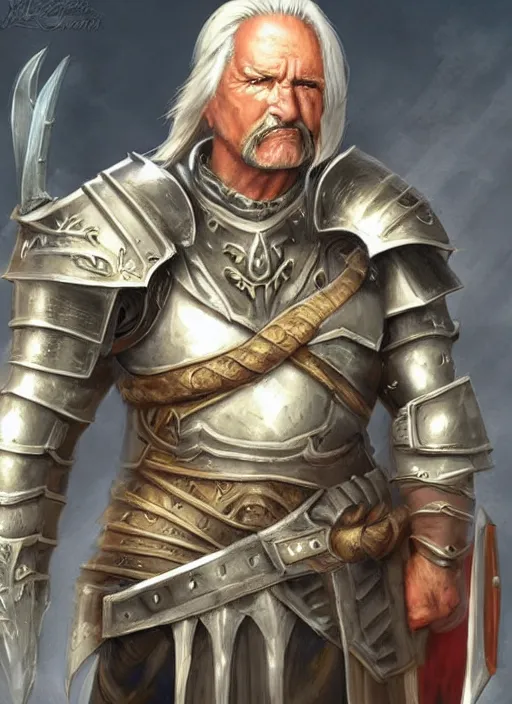 Image similar to warrior character portrait paladin old male hobbi fantasy