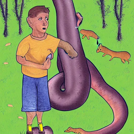 Image similar to the aardvark plays with the anaconda on a friday while taking out the trash, digital art