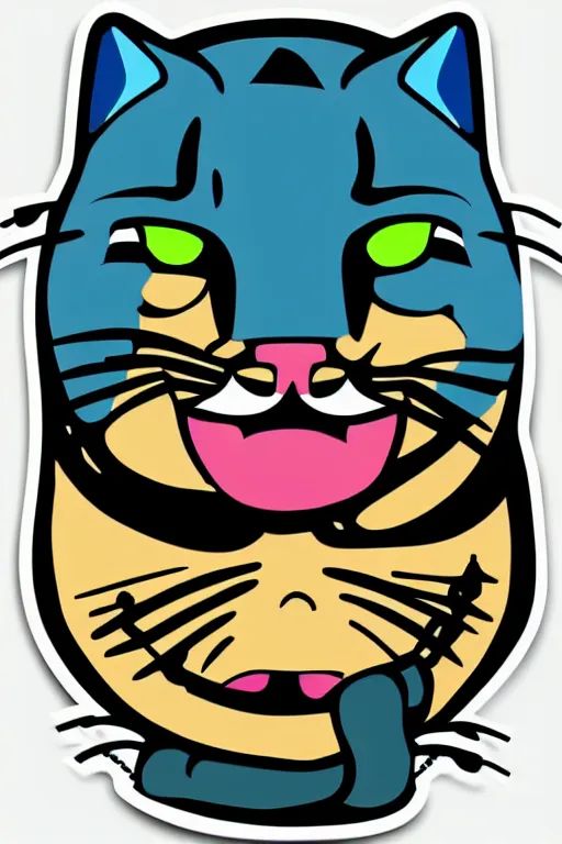 Image similar to Portrait of a cat as a wrestler, sticker, colorful, illustration, highly detailed, simple, smooth and clean vector curves, no jagged lines, vector art, smooth