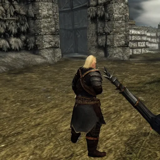 Image similar to video game screenshot of boris johnson in skyrim