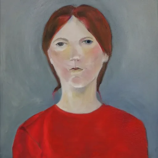Image similar to portrait of a woman wearing white and red, by leslie thrasher