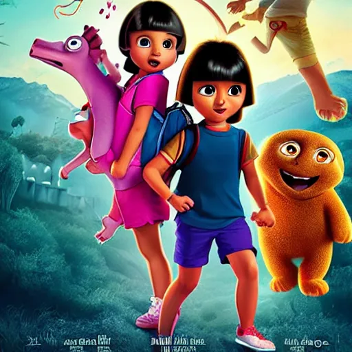 Image similar to dora the explorer in a horror movie, movie poster