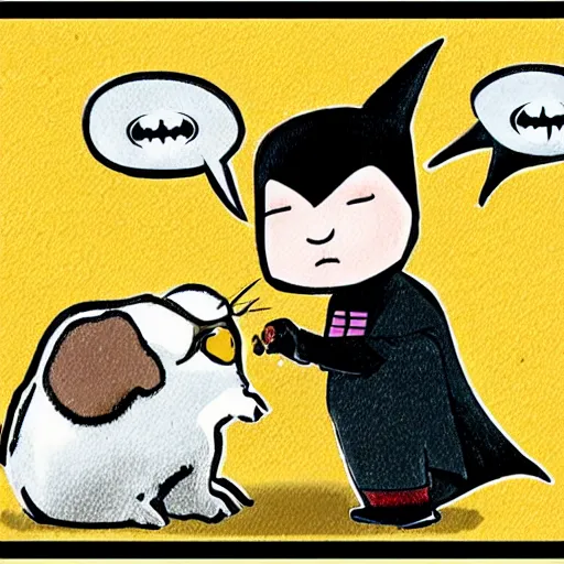 Prompt: batman petting a hamster in chibi art style