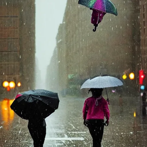 Image similar to umbrella flying in the rain