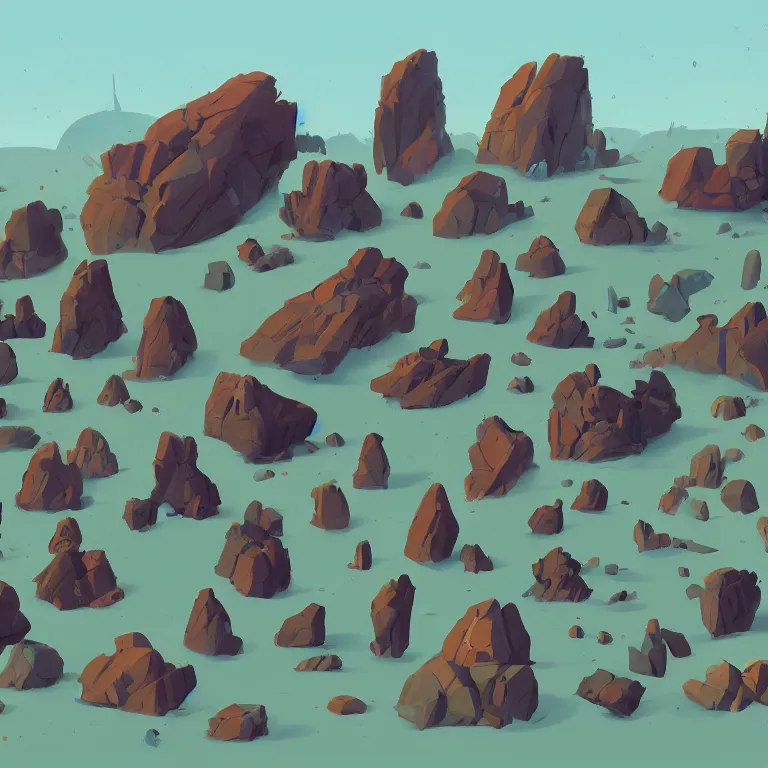 Image similar to bunch of different shapes and sizes of rocks, concept art by james gilleard, featured on deviantart, environmental art, 2 d game art, concept art, artstation hq