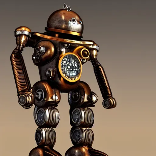 Image similar to Steampunk robot, detailed, photorealistic, unreal engine, studio lighting