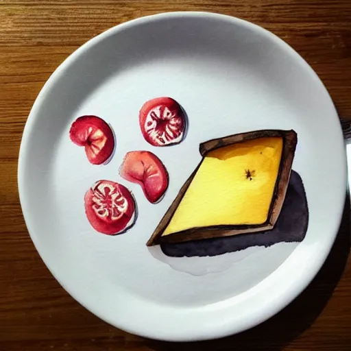 Image similar to cheese, watercolor food illustration, instagram # foodillustration