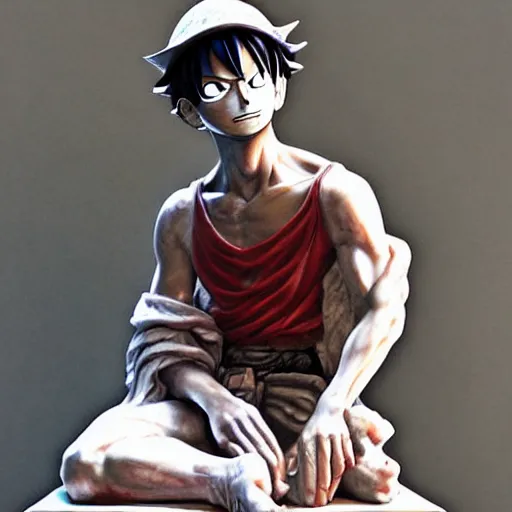 Prompt: Luffy as a Marble Statue, epic detail, anime, sharp focus,