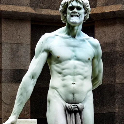 Image similar to jim carrey as a greek marble statue