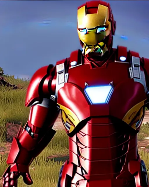 Image similar to robust bulky and sleek iron man suit in red dead redemption 2, cinematic, photorealistic