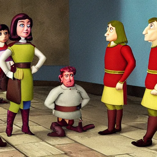 Prompt: lord farquaad teaching scrum to a class of ogres