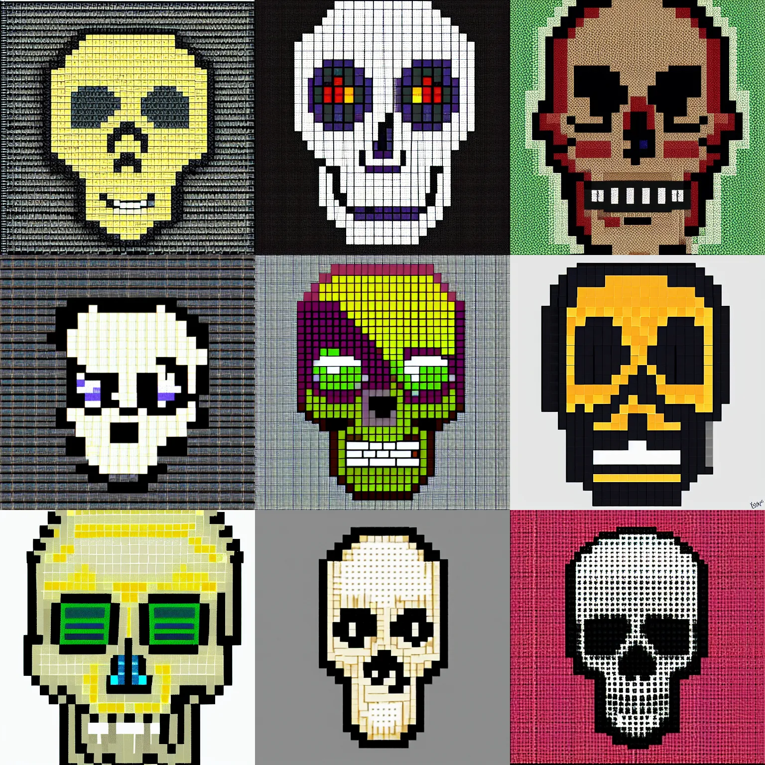 Prompt: skull, pixel art