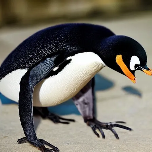 Image similar to a spider penguin hybrid, a spider crossed with a penguin